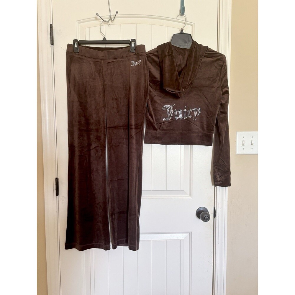 NWT Juicy Couture Brown Sugar Bling Tracksuit Hoodie & Pants Rare Size XL